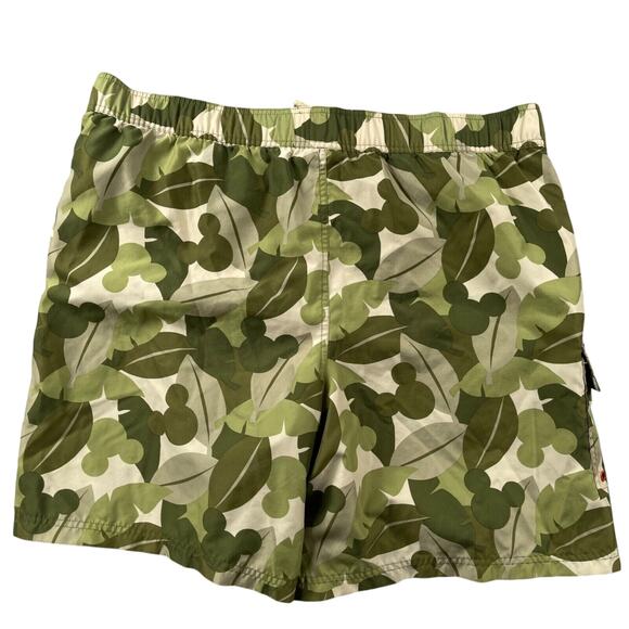 Disney Shopping Swim Trunks Mens Large Green Camo Mickey Mouse Cargo Mesh Lined - Picture 5 of 11